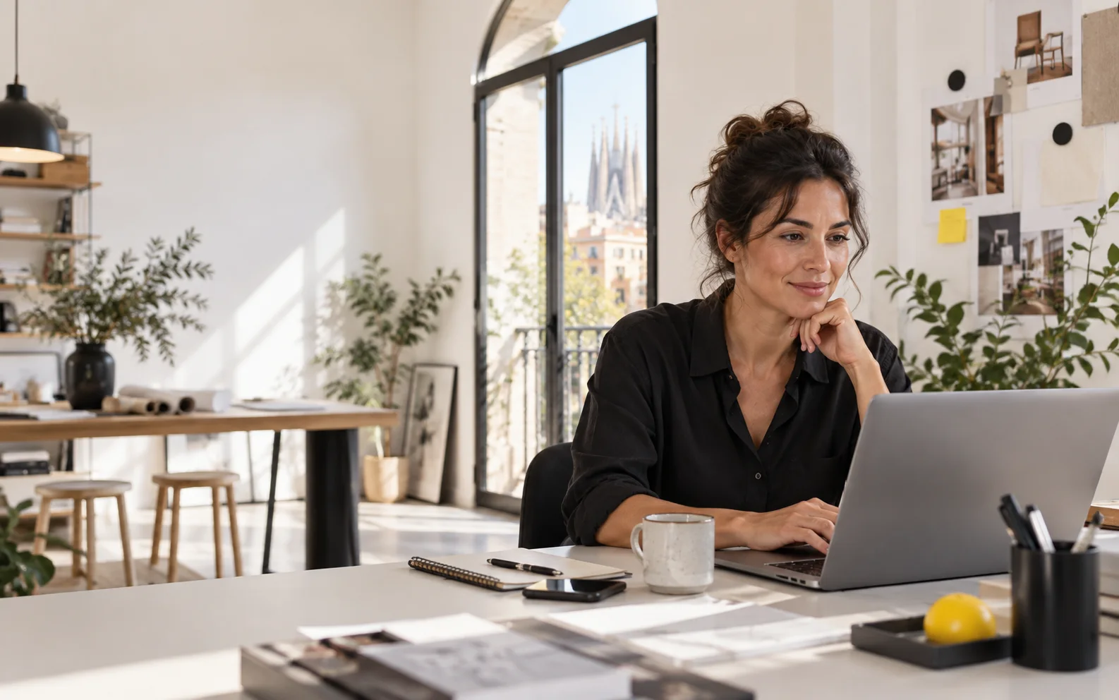 Equipo de una empresa supervisando el trabajo del asistente